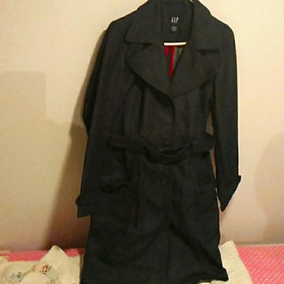 Dark blue Gap trench coat jacket  size Medium - Picture 2 of 9